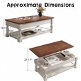 thumbnail image 5 of Atumcto Retro Lift-Top Coffee Table with Hidden Storage and Lower Shelf for Living Room, Espresso & Weathered White, 5 of 11
