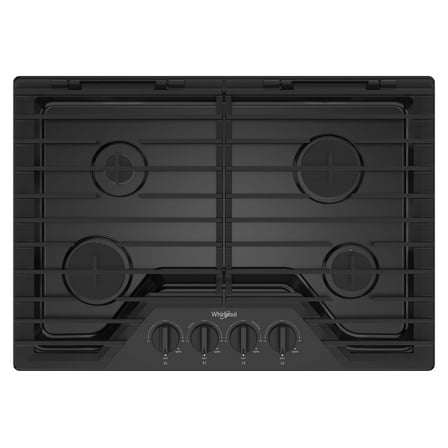 Whirlpool 30 Inch Gas Cooktop, 4 Burner in black WCGK5030PB