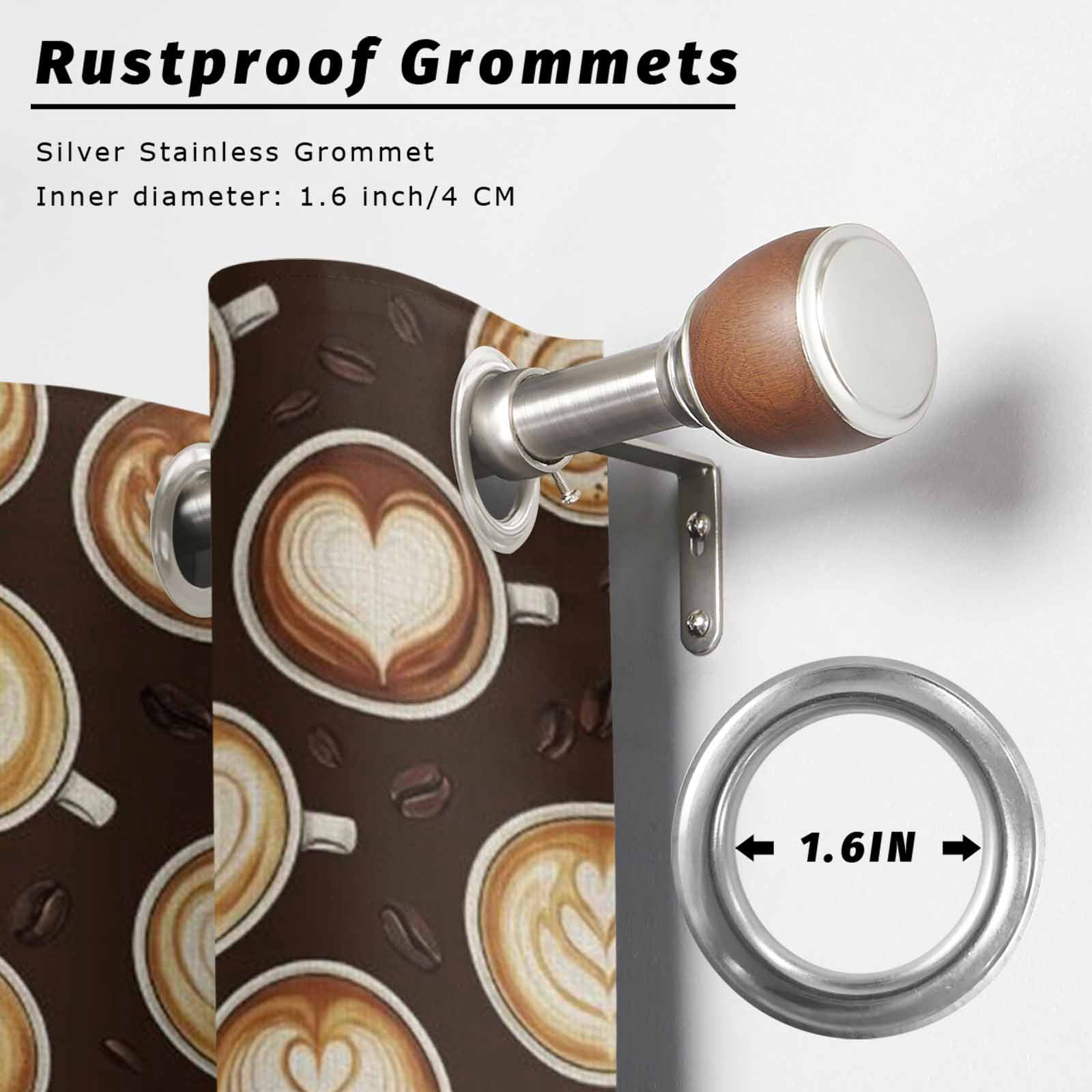 Coffee Cups Outdoor Curtains for Patio, Country Coffee Beans Latte Dark Brown Sunshade Privacy Drapes Grommet Waterproof Outside Curtains for Porch/Cabana/Balcony 54"x 108", 1 Panel