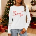 thumbnail image 2 of Birdeem T-Shirt à Manches Longues à Col Rond Imprimé « Merry Noël » pour Femmes, Haut de Travail, 2 of 9