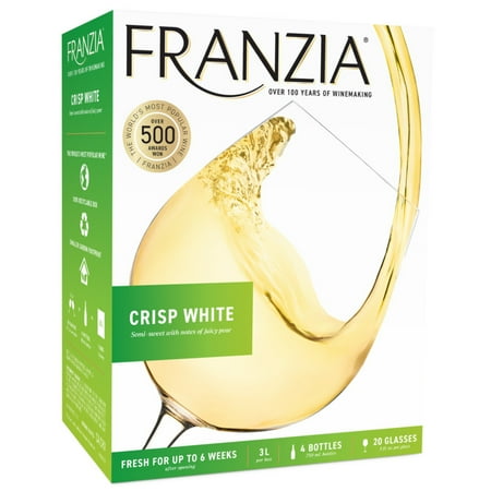 Franzia Crisp White Wine, 3L Box, 9% ABV, Medium-Bodied with Floral Aromas