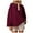 Wine, variant on Plus Size Women Blouses Winter Fall Loose Fit Crewneck Long Sleeve Puff One Shoulder Button Up Stripe Leisure Polyester Tops Top(Black,L)