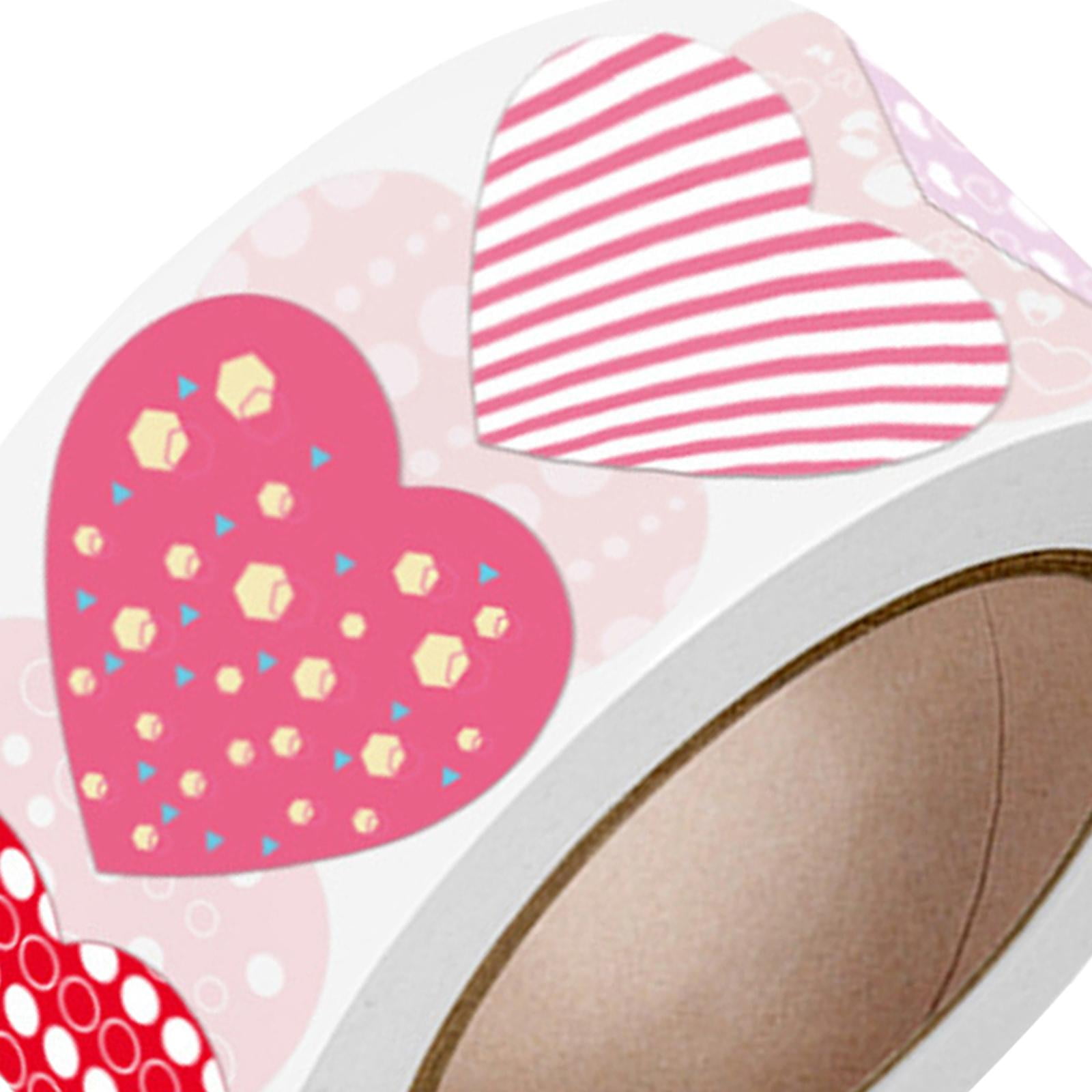 Milageto 2-6pack 500x heart Stickers Roll Adhesive for Present Packaging DIY Crafts 3.8cm 5 Pcs