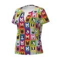 thumbnail image 2 of Naloa Colorful Bulldog Print T-Shirts Short Sleeve V Neck Tees for Women Fashion Tops Trendy Lightweight Soft Casual Summer Outfits Clothes, 2 of 5