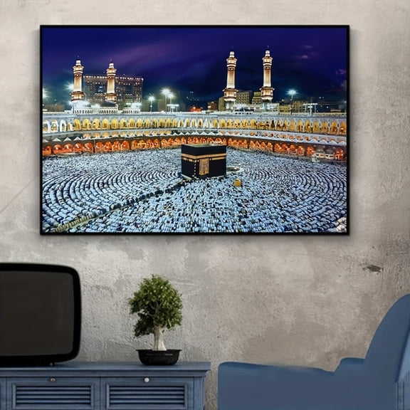 DIY Diamond Painting Kits for Adults Islam Mecca Grand Mosque 5D Diamond Art Kits, Full Drill Diamond Painting Kits, Gem Arts and Crafts for Beginner Home Wall Decor