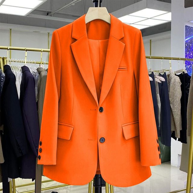 Veste Noire pour Femme Petite Tailleur Décontracté Ample Style Coréen Petite Tailleur Veste au Sens du Design pour Femme Manteau de Petite Tailleur pour Femme