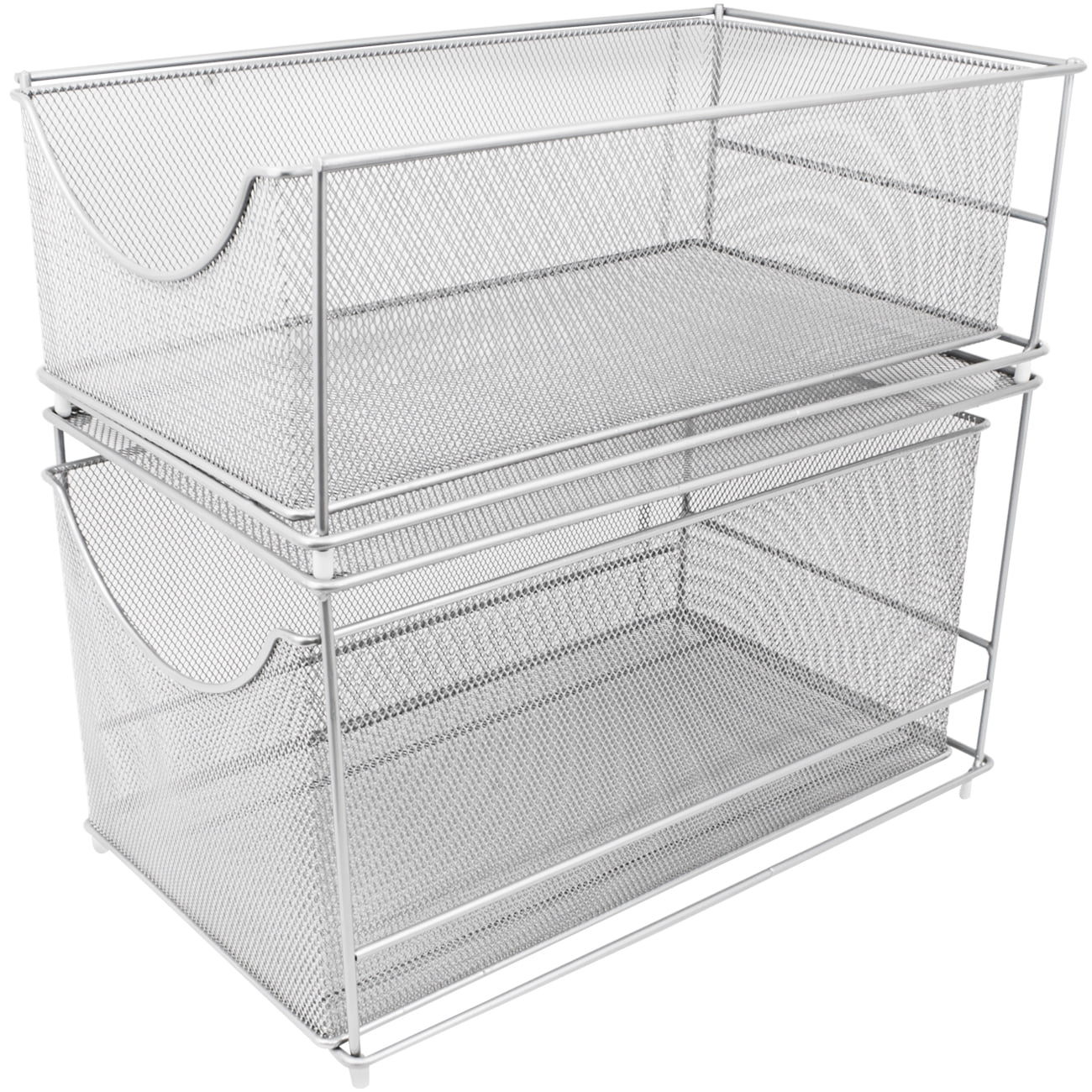 Sorbus 2-Tier Mesh Drawer Organizer with Pull Out Drawers, Silver