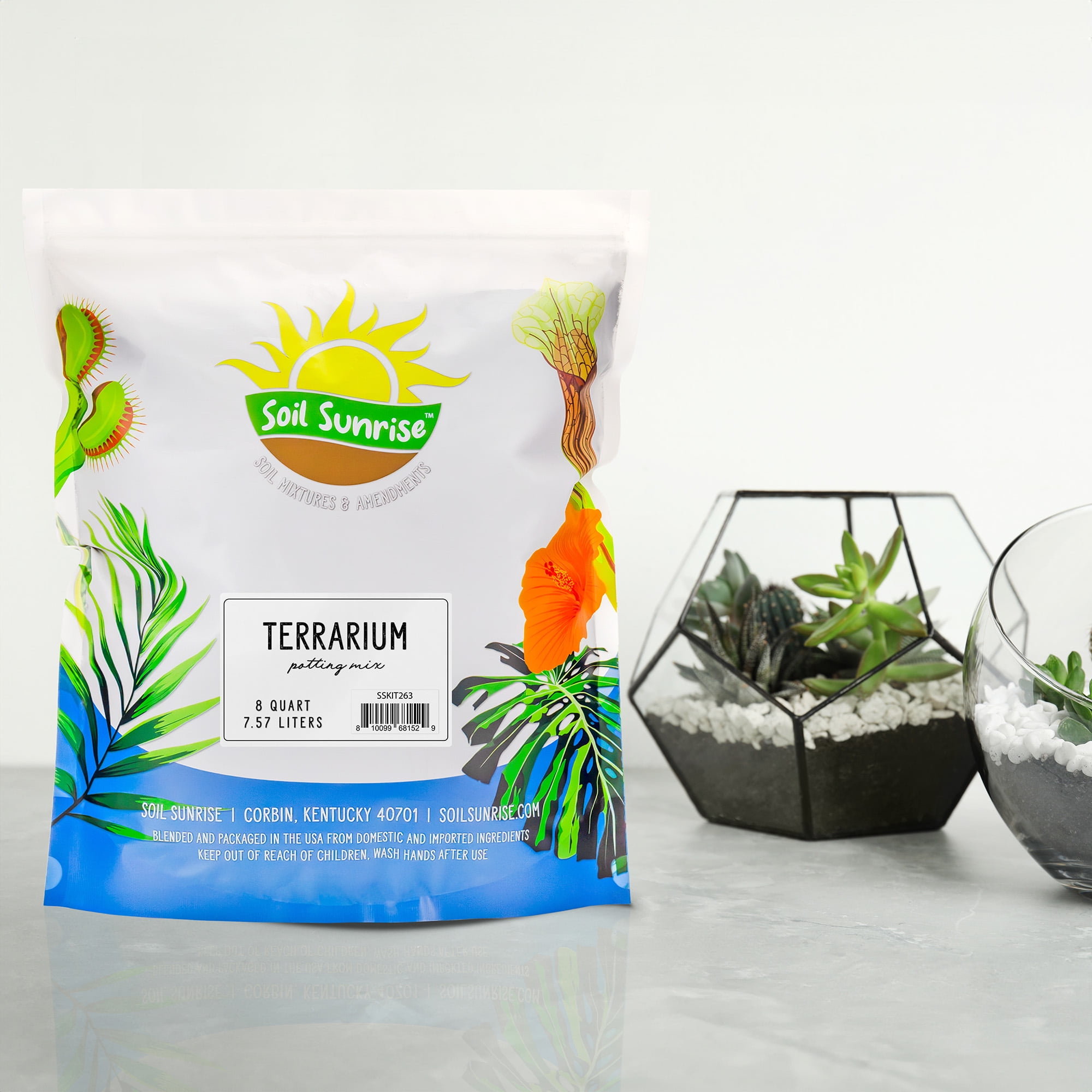 Terrarium Potting Soil Mix (8 Quarts), w/ Blended Filtering Charcoal Custom Made for Terrariums