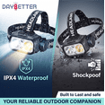 thumbnail image 4 of DAYBETTER LED Headlamp with White/Yellow Lighting, 9 Modes, Motion Sensor, Type-C Chargeable, Waterproof for Camping, Hiking, Fishing, Running, 4 of 7