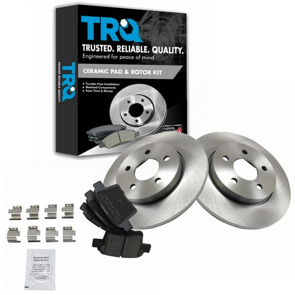 TRQ Rear Brake Pad & Rotor Kit Brake Pads Brake Rotor Ceramic Fits Select 2005-2008 Jaguar X-Type