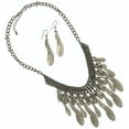 thumbnail image 2 of Womens Jewelry Set Antiqued Silver Tone Chain Fringe Necklace Pierced Dangle Earrings, 2 of 4