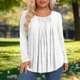 thumbnail image 2 of UQJfacai Plus Size Tops for Women Pleated Summer Top Trendy Short Sleeve Shirts Casual Basic Tees Flowy Loose Crew Neck Blouses XXXL, 2 of 5