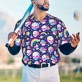 thumbnail image 5 of Zufioo Skull mushroom rainbow space Print Men's Baseball Short Sleeve, Moisture Wicking Button-Down Hip Hop Tee-3X-Large, 5 of 7