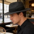 thumbnail image 3 of Rodiuiu Panama Hat Women Men Wide Brim Straw Beach Hat Ribbon Decor Breathable Elastic Fit Summer Sun Hat Vacation Accessory, 3 of 8