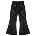 thumbnail image 4 of YONGHS Kids Boys Girls Shiny Sequins Jazz Hip Hop Dance Flare Pants Bell Bottoms Trousers Black 11-12, 4 of 7