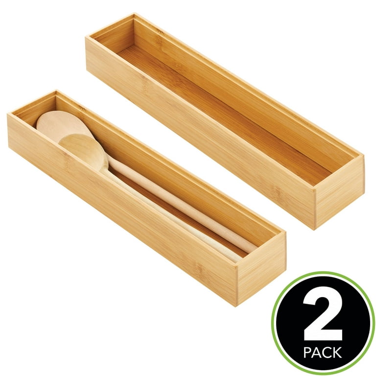 Drawer Organizer Bamboo Storage Box - Kitchen Bathroom Desk Wood Stackable  Tray 9x6x2.5inch 