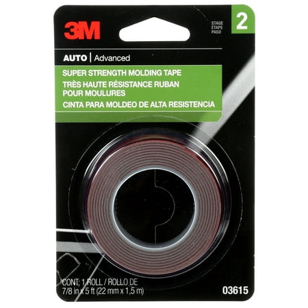 3M Super Strength Molding Tape, 03615, 7/8 in x 5 ft, 1 (Best 3m Double Sided Tape)