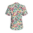thumbnail image 3 of Uemuo Colorful Spots Printed Women's Classic V-Neck T-Shirt - Soft, Breathable, Moisture-Wicking, Perfect for Casual, Office, Travel, and Everyday Wear-Large, 3 of 5