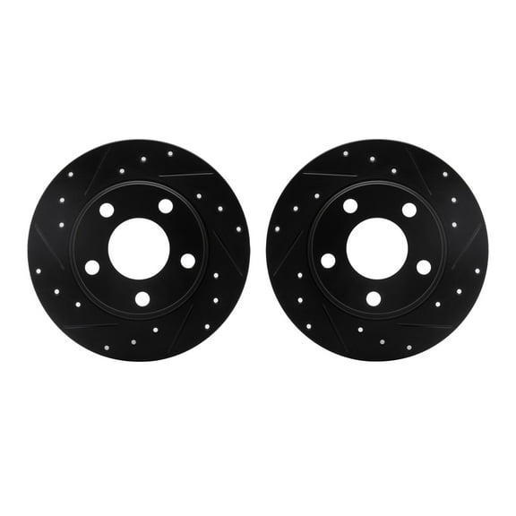 Dynamic Friction Company Rear Brake Rotors-Drilled and Slotted-Black 8002-73055