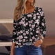 thumbnail image 2 of Blusas para las Mujeres Casual, 3/4 Manga Floral Estampado Camiseta de Moda Top Hecho de Poliéster Transpirable Suave para el Uso Diario de Primavera Otoño, Tops de Blusa para las Mujeres, 2 of 9