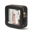thumbnail image 1 of Bolsa de maquillaje Popvibe Mini de piel sintética Saffiano negra transparente, 1 of 8