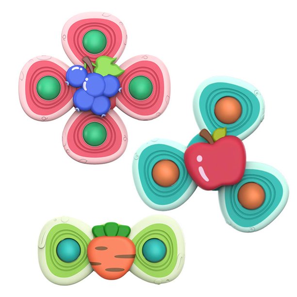 DTOWER Spinning Top Toys Silicone Flower Cartoon Spinning Suction Toys