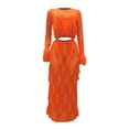 thumbnail image 4 of Gibobby Vestido Mujer Casual de Playa Verano Vestido largo de lentejuelas ahuecado informal de punto con flecos para mujer(Naranja,M), 4 of 5