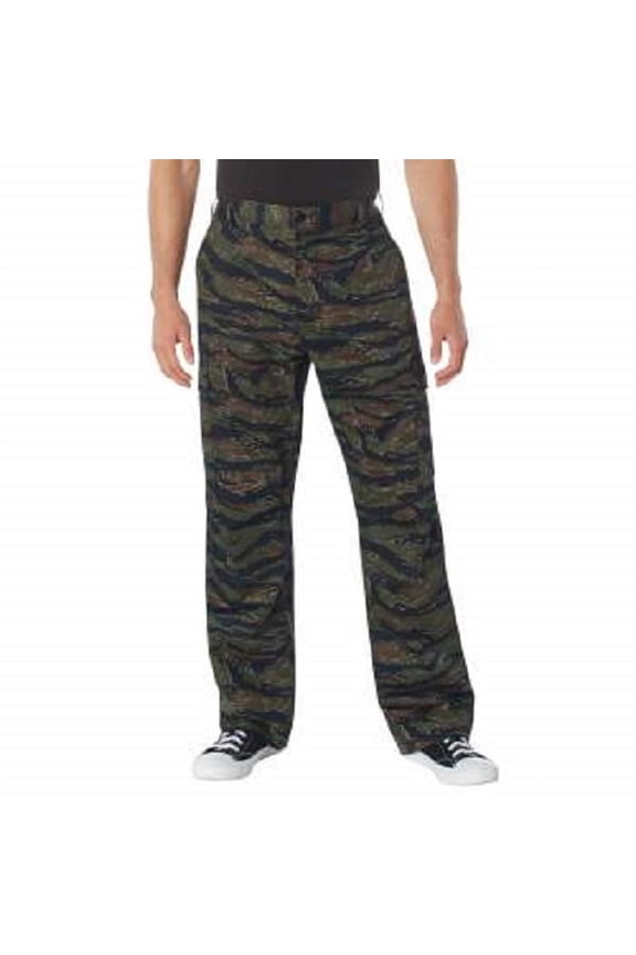 Relaxed Fit Zipper Fly BDU Pants,Tiger Stripe Camo