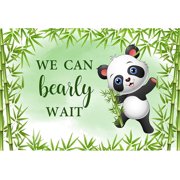 Cartoon Panda Backdrop Watercolor Bamboo Black White Animal Background Green Plant Leaves Baby Shower Photography Backdrop Newborn Boy Girl Birthday Banner