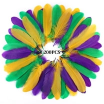 MODANU 200 Pcs Mardi Gras Craft Feathers Bulk 5-6inch Big Goose Feathers for Mardi Gras Decoration Carnival Masquerade Party Costume Decoration, Multicolor A