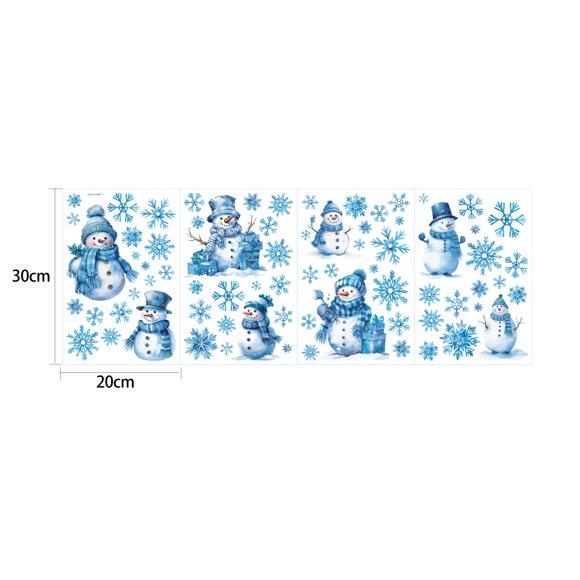 Wall stickers new Christmas window stickers cartoon snowman graffiti children's room wall stickers snowflake stickers wall decoration / 2 sets