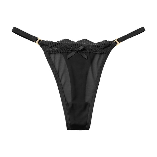 Aayomet Culotte Femme Taille Basse Ultra Fine Transparente en Maille (Noir, m)