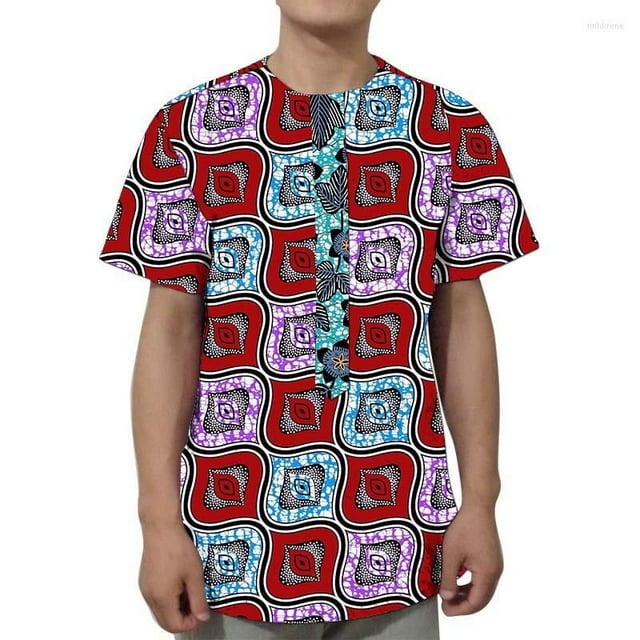 3D Print Men T Shirts African Traditional Men'S Shirt Patchwork Tops Short Sleeves Male Nigerian Fashion Pattern Clothes Outfits