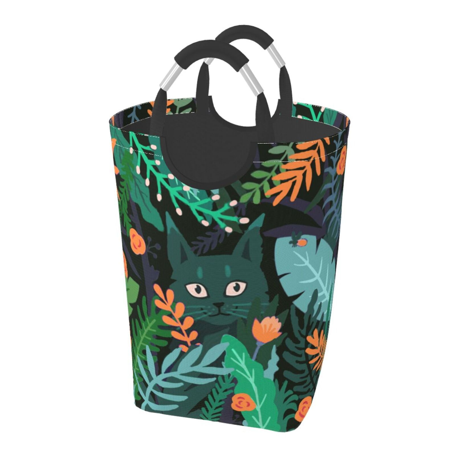 Forest Cat Rectangle Laundry Basket,Collapsible Folding Tall Clothes