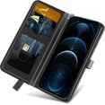 thumbnail image 4 of Compatible with iPhone 15 Plus Wallet Case Women Leather Flip with Wrist Strap Kickstand Magnetic with Card Holder Adjustable Stand Protective Case for iPhone 15 Plus Life Tree Black, 4 of 14