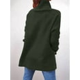 thumbnail image 3 of Women'S Turtle-Neck Oversized Sweaters Long Batwing Sleeve Spilt Hem Tunic Pullover Knit Tops  Green M, 3 of 4