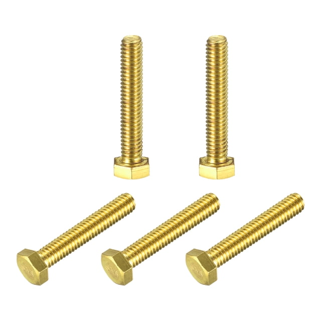 Unique Bargains Brass Hex Bolts, 5/16-18x1-3/4' 5 Pack Fully Thread Grade 4.8 Machine Screws