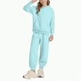 thumbnail image 2 of Ulanda Girls Boys 2 Piece Tracksuit Athletic Sweatsuits Sets Full Zip Hooded Sweatshirt and Jogger Sweatpants Clothing Sets for Kid (Light Blue, 13-14 Years), 2 of 4