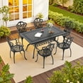 thumbnail image 2 of Hzzkey 7-Piece Black Cast Aluminum Patio Dining Set with Beige Cushions, for Deck, Garden, Backyard, 2 of 10