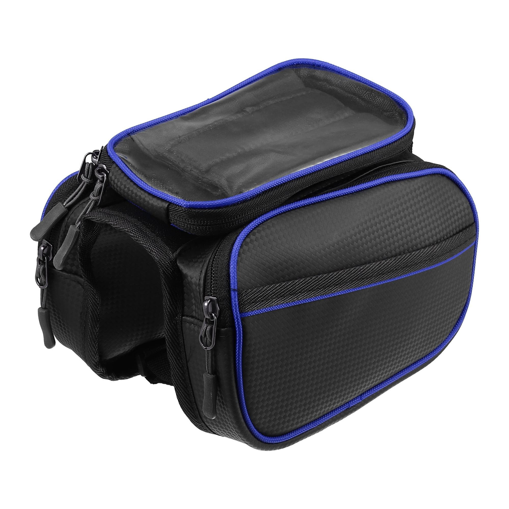 Unique Bargains Bike Front Frame Bag with Touch Screen Phone Holder Black Blue