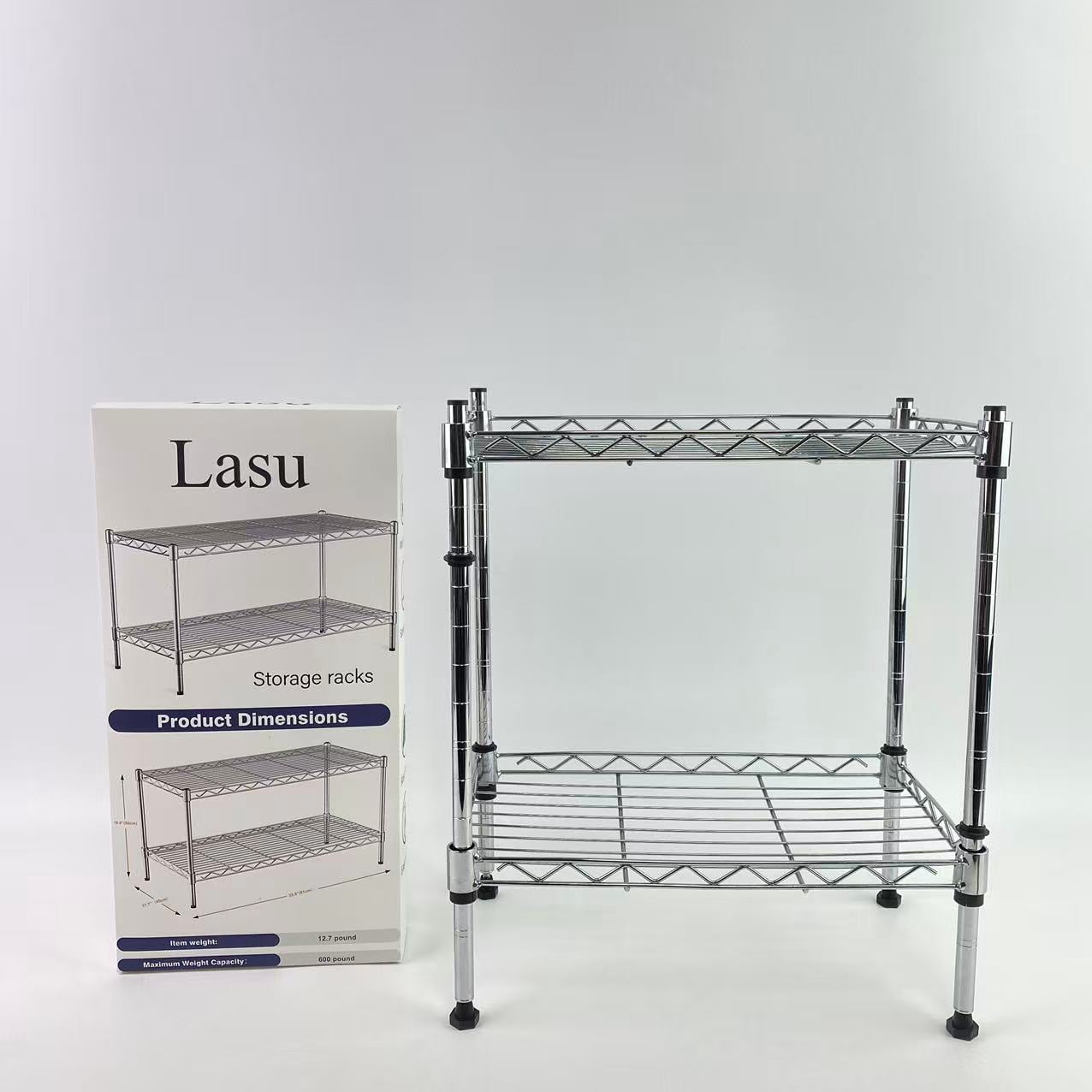 Lasu Storage racks,2 Tier Shelving Unit, Metal Storage Shelves, 400 lbs Capacity per Shelf, 1200 lbs Total, Durable Heavy Duty Shelf, Easy Assembly for Kitchen, Garage, Plant, 35.8"L x 17.7"W x 19.6"