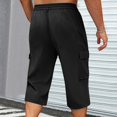 thumbnail image 5 of Venzia Men Drawstring Elastic Waist Cargo Capri Shorts Zipper Pocket Sport Shorts, 5 of 5