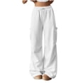 thumbnail image 3 of QATAINLAV Barrel Sweatpants for Woman Casual Baggy Wide Leg Cargo Pants Drawstring Work Trousers with Pockets White XXL, 3 of 9