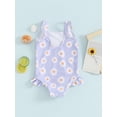 thumbnail image 5 of Baby Girl Swimwear Summer Floral Print Sleeveless Ruffle Monokini Swimsuits for Toddler Bathing Suits Beachwear, 5 of 10
