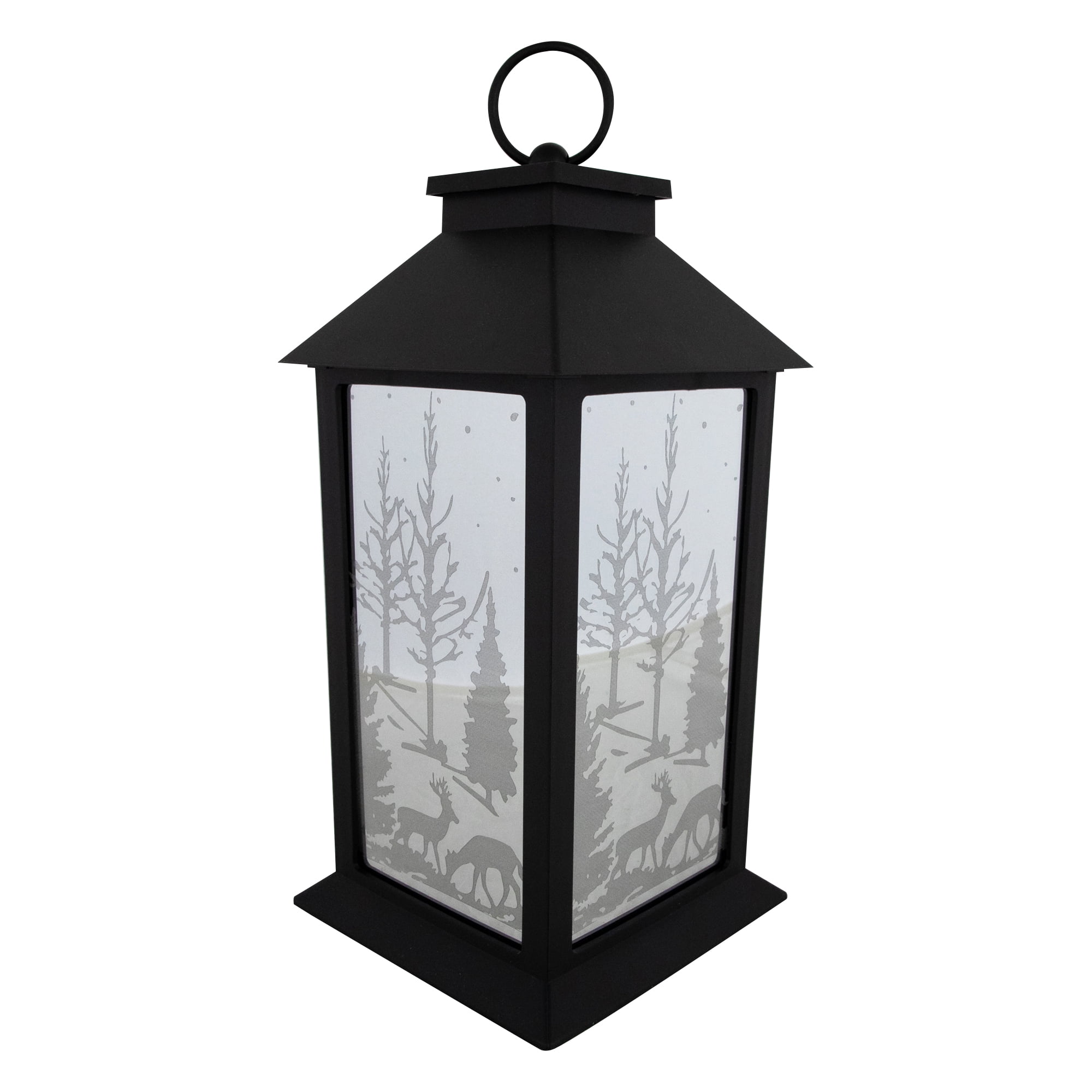 LED Lighted Deer and Winter Trees Christmas Lantern - 11"