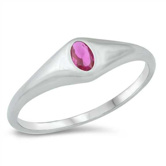 Simulated Ruby Promise Ring .925 Sterling Silver Band Red Cubic Zirconia Jewelry Female Male Size 7