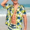thumbnail image 5 of Lsque Lilies Flowers pattern Hawaiian Shirt for Men, Unisex Summer Beach Casual Short Sleeve Button Down Shirts-Small, 5 of 9