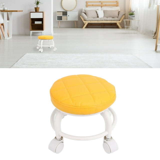 Tabouret Roulant Bas avec Roues, Tabouret Bas 13 Po Rotatif à 360 avec Roues, Chaise Tabouret Roulant Basse en Cuir PU, Tabouret Roulant pour Maison Bureau Garage Boutique