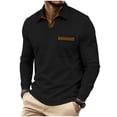 thumbnail image 2 of Aimik Polo Shirts for Men Long Sleeve V-Neck Contrast Trim Casual Solid Shirts Spring Autumn Stylish Collared Golf Tee Tops,Black,S, 2 of 6