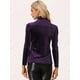 thumbnail image 4 of Blusa básica de cuello alto de terciopelo elástico con cuello simulado para mujer Púrpura L, 4 of 6